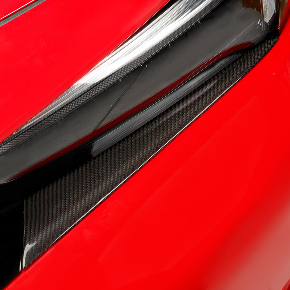 Real Carbon Fiber Front Headlight Eyebrow Cover Trim For 11th Gen Type R FL5