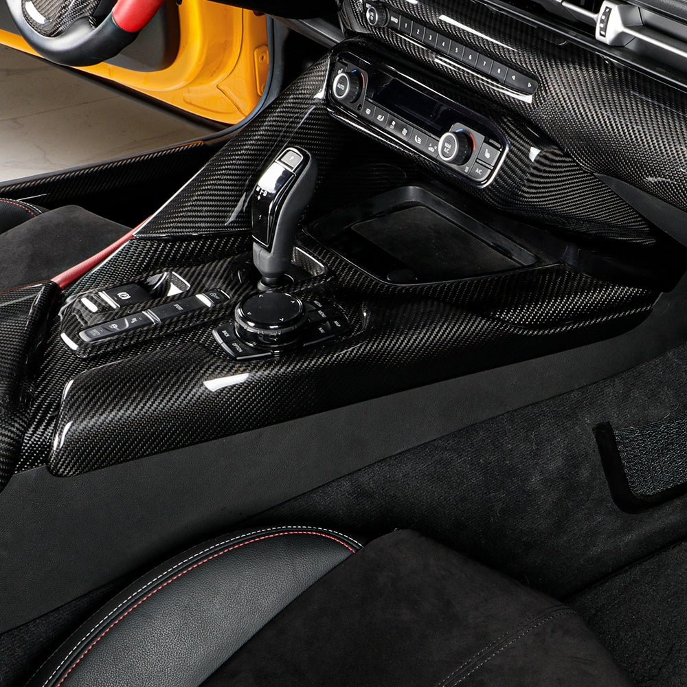 Dry Carbon Fiber Console Gear Shift Frame Side Cover Fit For Supra A90 MK5(LHD)