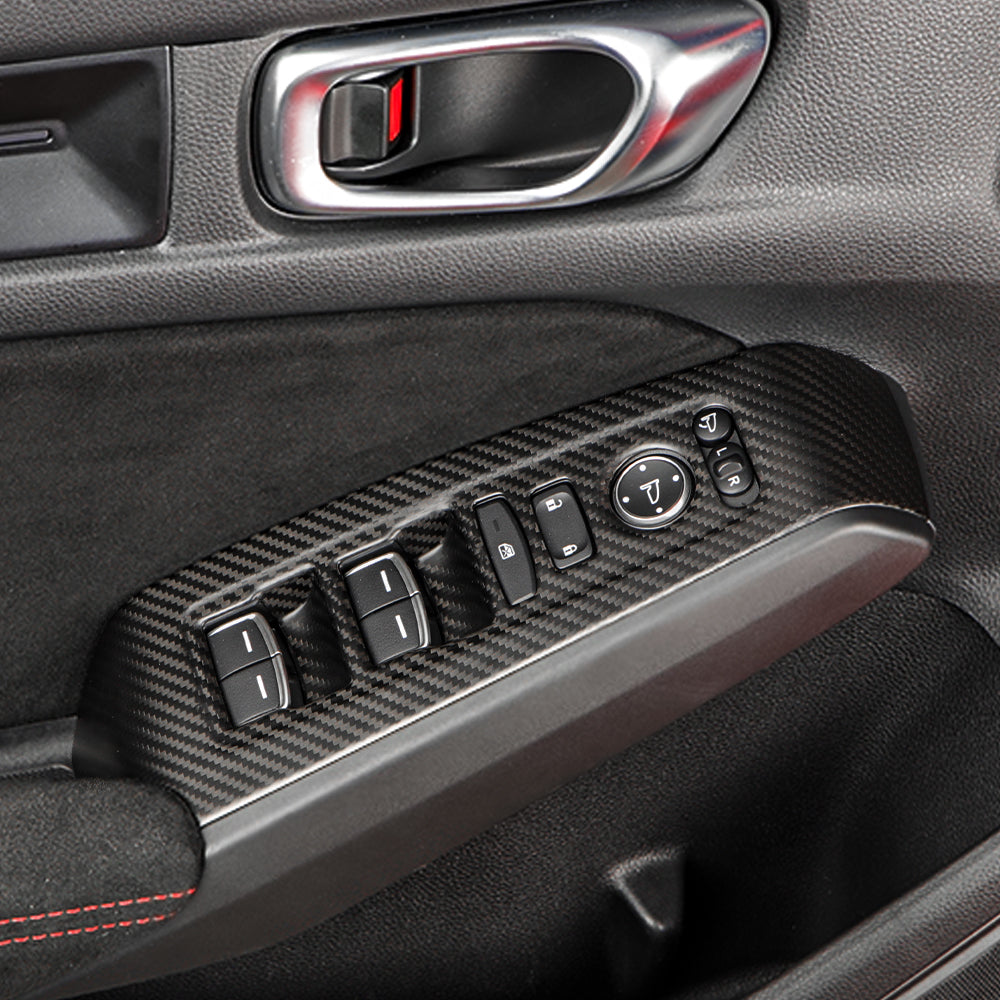 4pcs Real Carbon Fiber Window Lift Button Panel Cover For Honda Civic Type R FL5