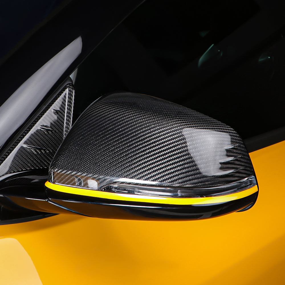 2pcs Dry Carbon Fiber Side Rearview Mirror Cover Caps For GR Supra MK5 A90 2019+