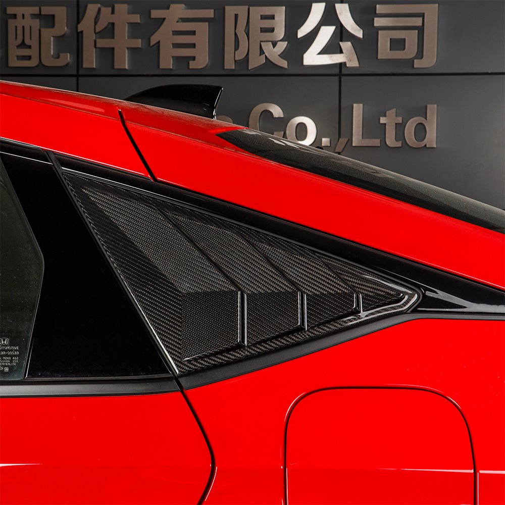 2pcs Gloss Carbon Fiber Rear Side Window Louvers For 11th Civic Type R FL5 2023+