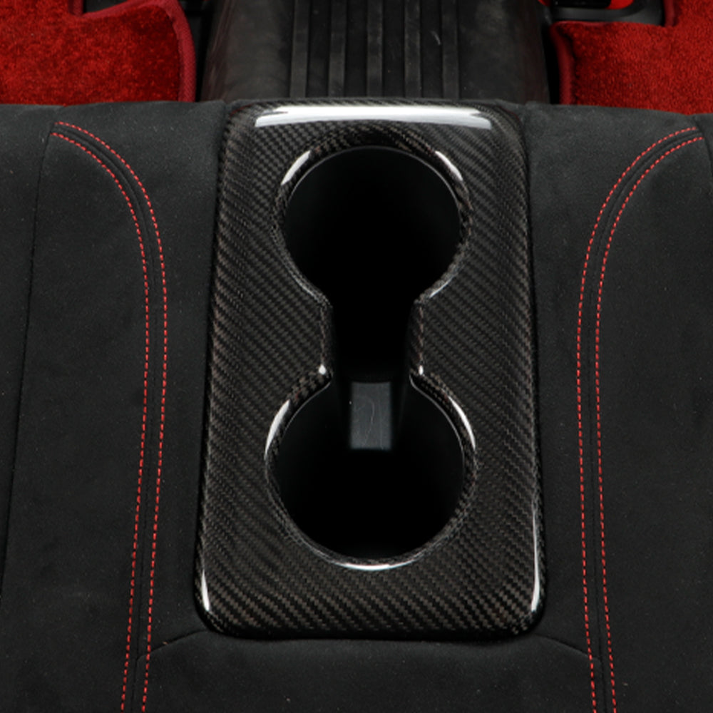 Dry Carbon Fiber Rear Cup Holder Cover for Honda Civic Type R FL5 Black Red