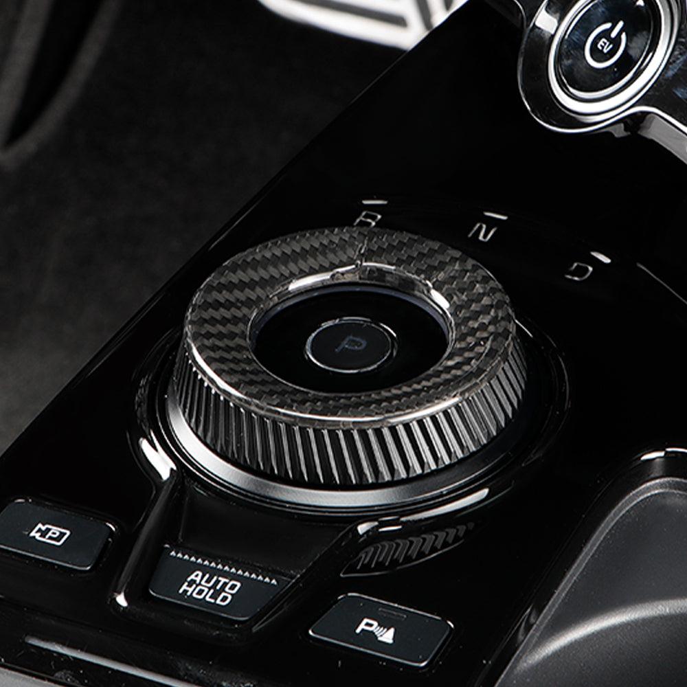 Gloss Black Carbon Fiber Gear Shift Knob Switch Cover for KIA EV6(2021-2024)