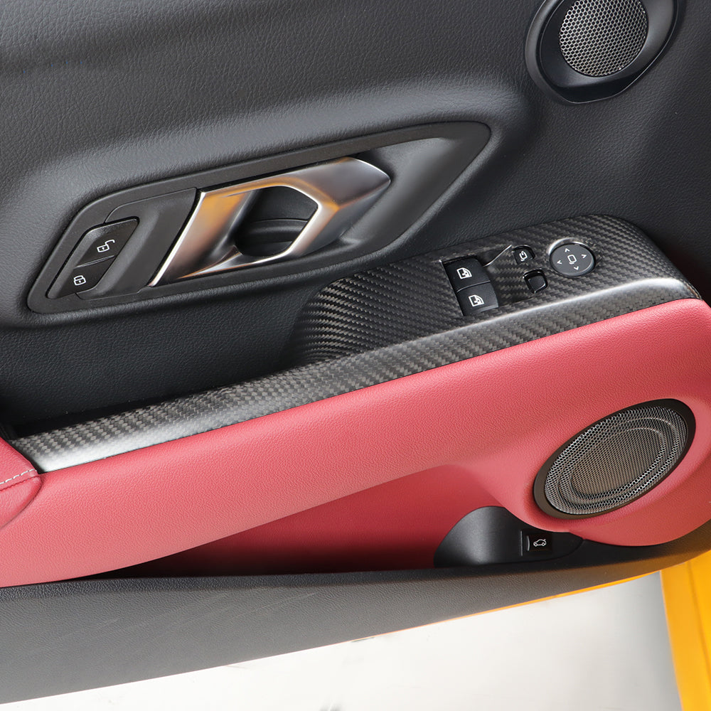 2pcs Real Carbon Fiber Window Lift Switch Panel Trim Fit For Supra MK5 A90(LHD)