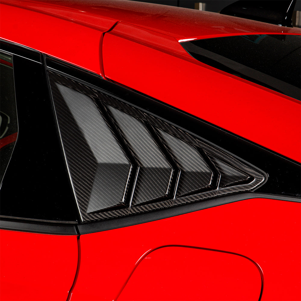 2pcs Gloss Carbon Fiber Rear Side Window Louvers For 11th Civic Type R FL5 2023+