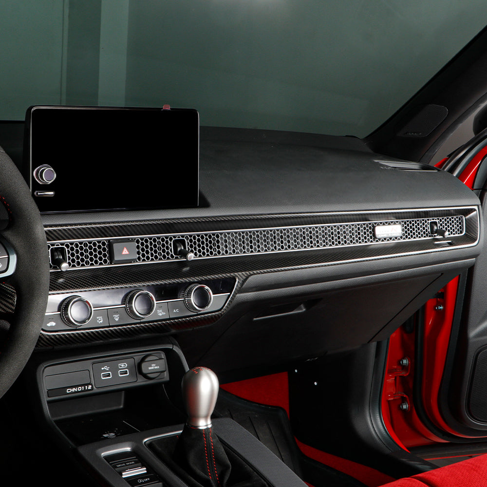 2pcs Gloss Carbon Fiber Dashboard Panel Trim Cover For Civic Type R FL5 (LHD)