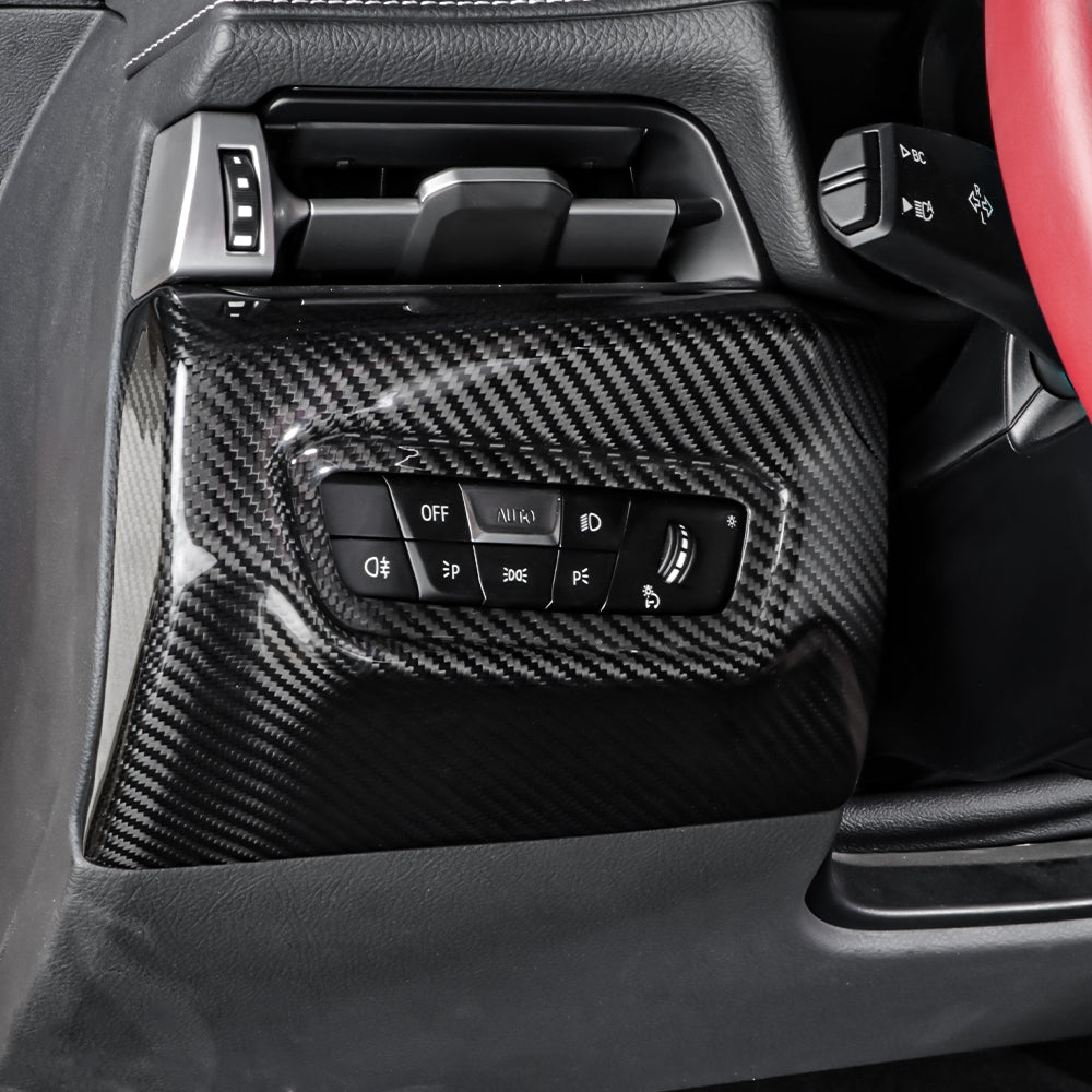 Dry Carbon Fiber Headlight Power Switch Panel Cover For GR Supra A90 MK5(LHD)