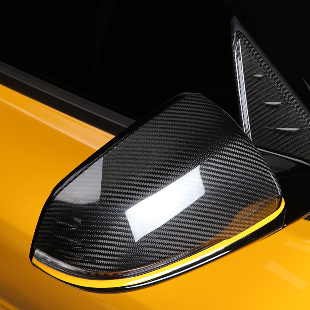 2pcs Dry Carbon Fiber Side Rearview Mirror Cover Caps For GR Supra MK5 A90 2019+