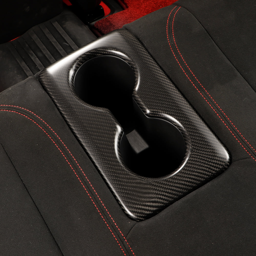 Dry Carbon Fiber Rear Cup Holder Cover for Honda Civic Type R FL5 Black Red