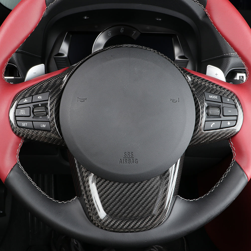 1pcs Dry Carbon Fiber Steering Wheel Panel Cover For GR Supra MK5 A90 2019+