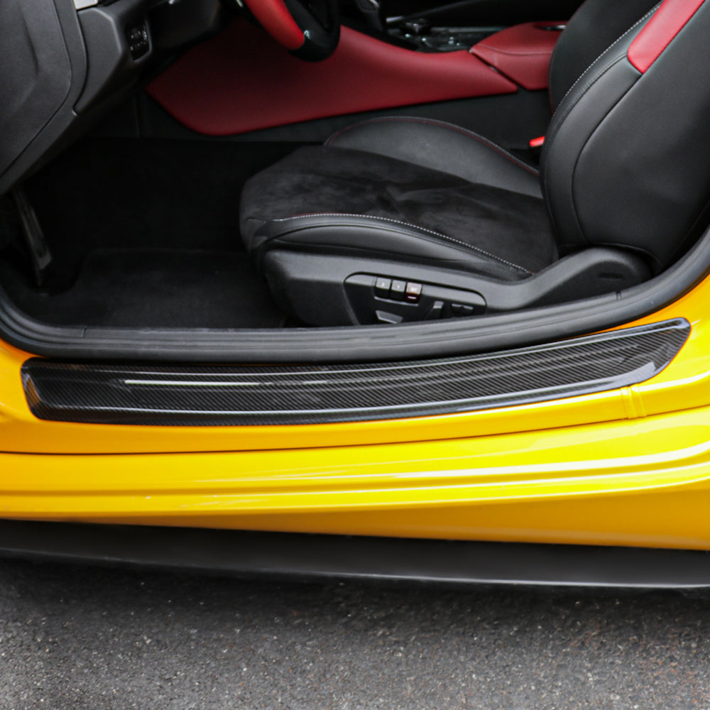 2pcs Dry Carbon Fiber Door Sill Trim Door Pedal Cover Fit Supra GR A90 MK5 2019+