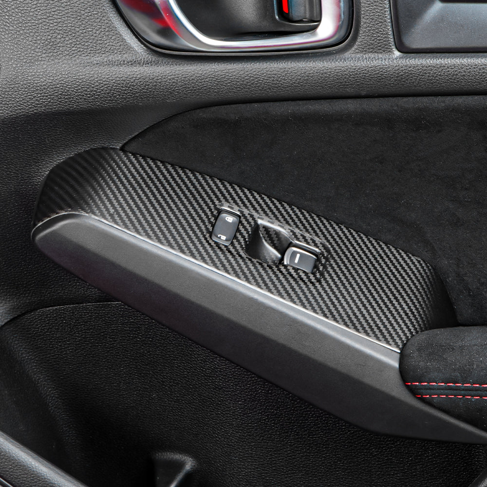 4pcs Real Carbon Fiber Window Lift Button Panel Cover For Honda Civic Type R FL5
