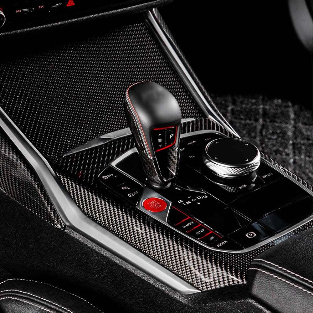 1pcs Dry Carbon Fiber Gear Shift Knob Panel Cover For BMW M2 G87 (2023-2024)