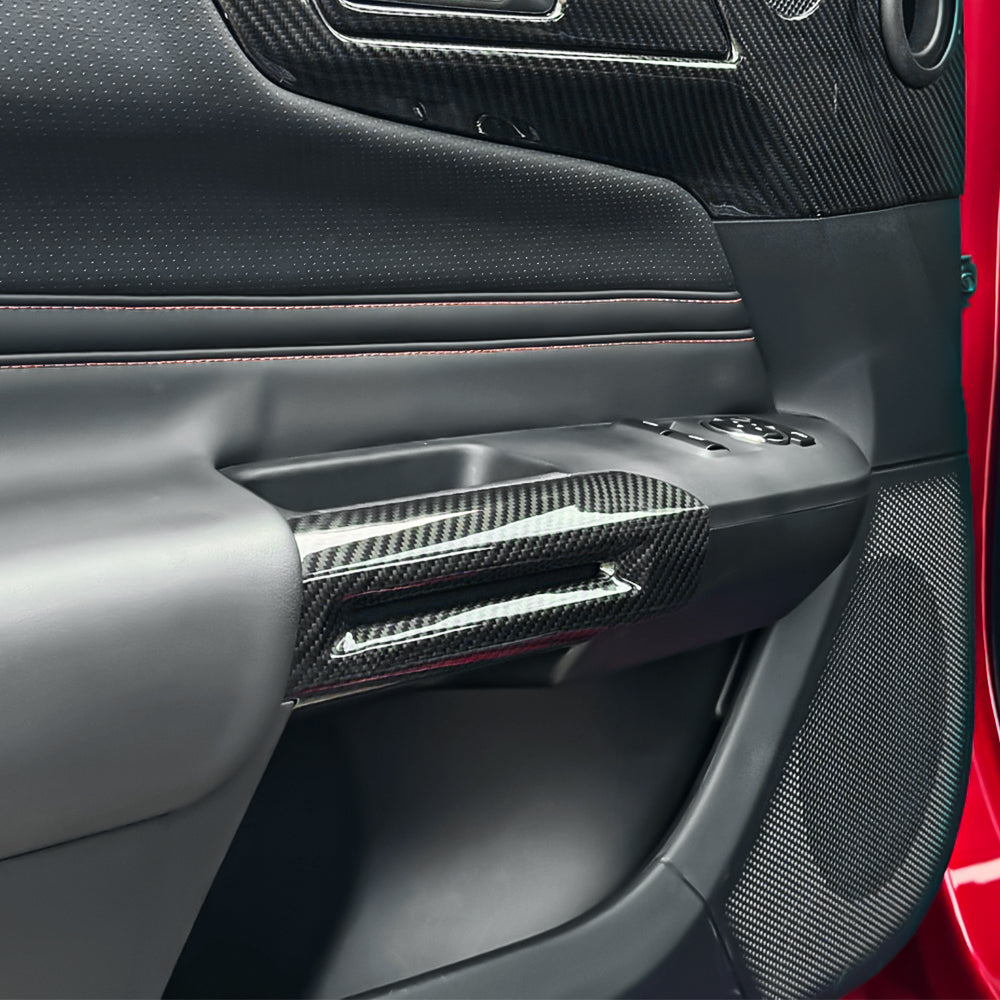 2pcs Dry Carbon Fiber Inner Door Handle Panel Cover For Ford Mustang S650 2024+