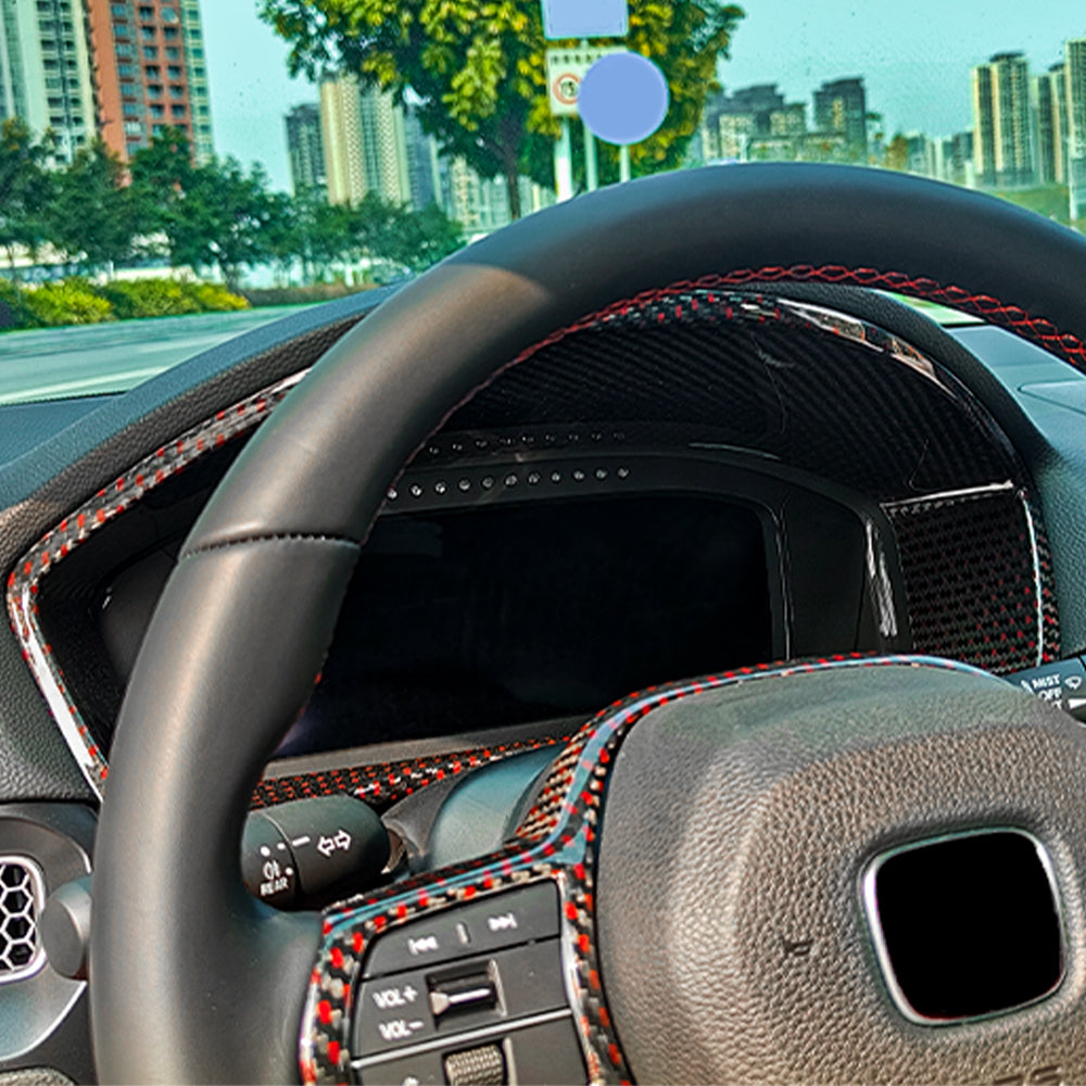 1pcs Gloss Carbon Fiber Instrument Panel Frame Cover Trim For Honda Type R FL5