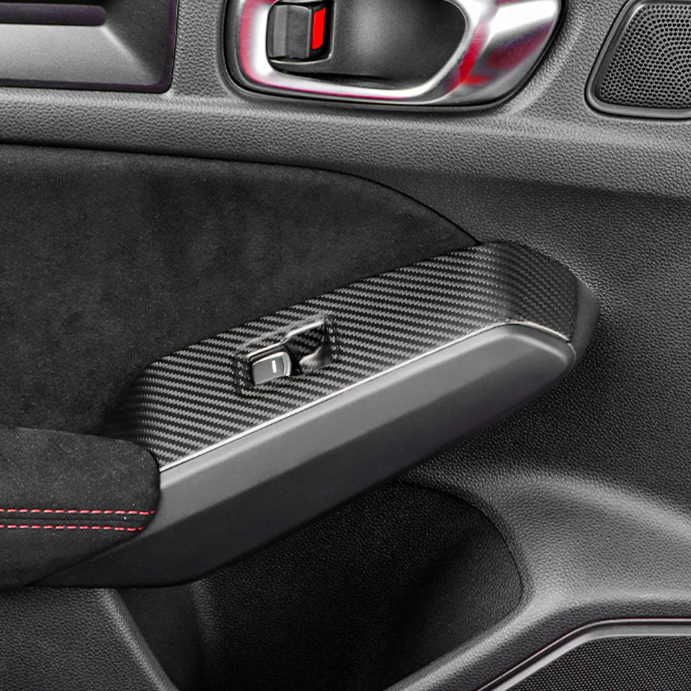 4pcs Real Carbon Fiber Window Lift Button Panel Cover For Honda Civic Type R FL5