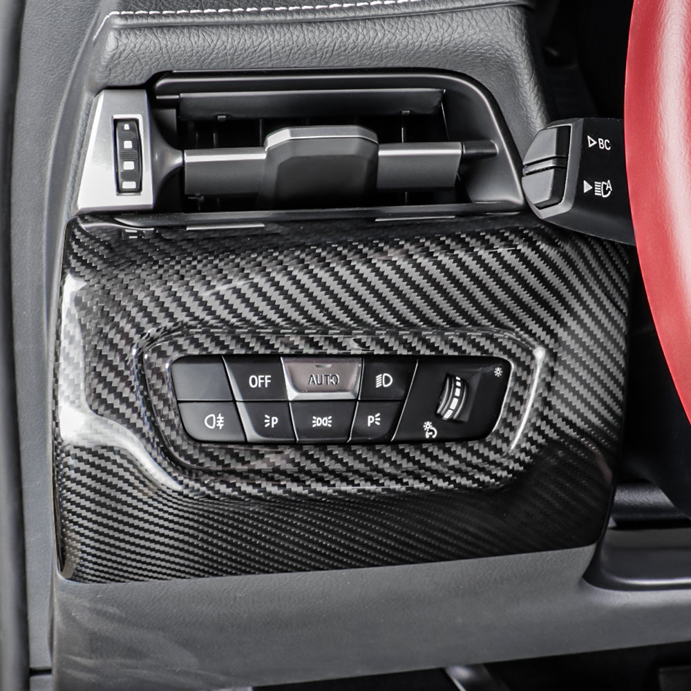 Dry Carbon Fiber Headlight Power Switch Panel Cover For GR Supra A90 MK5(LHD)