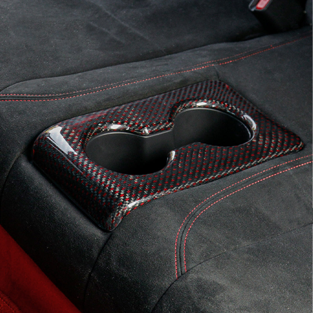 Dry Carbon Fiber Rear Cup Holder Cover for Honda Civic Type R FL5 Black Red