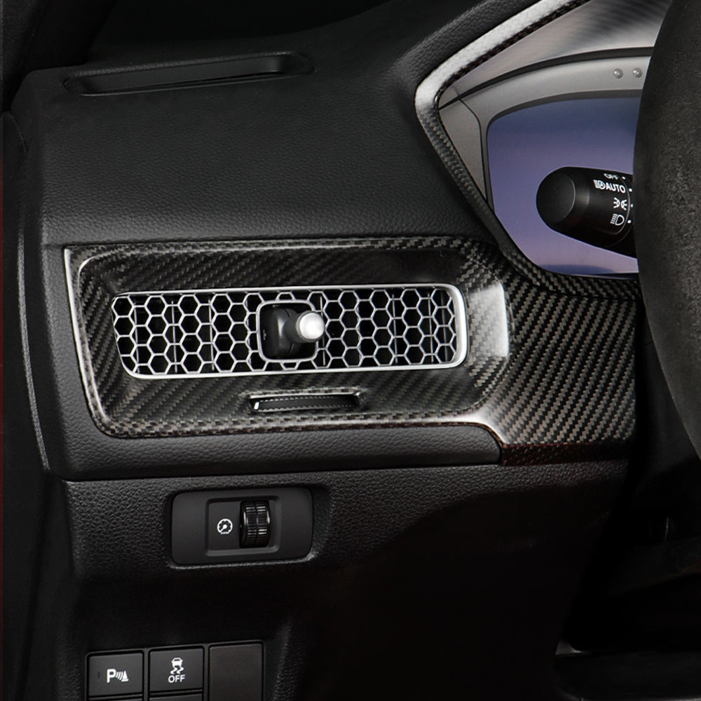 Carbon Fiber Dashboard Air Vent Wind Outlet Panel Cover for 11th Gen Civic Type R FL5 Typer Car Pilot Air Vent Outlet Cover Headlight Power Switch Panel Cover (Bright Black)