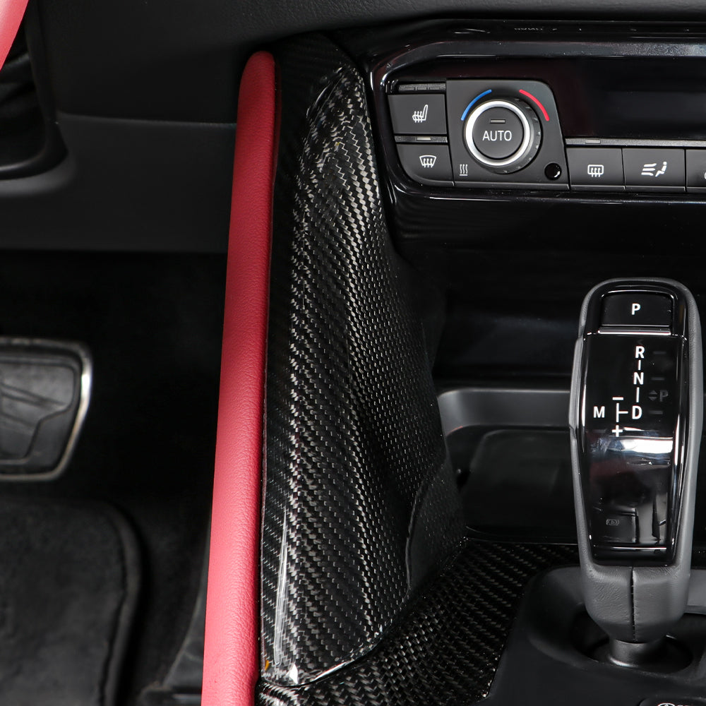 Carbon Fiber Center Console Armrest Cover Central Gear Shift Side Trim Panel Sticker for Supra GR A90 MK5 Dashboard Cover Interior Accessories Gloss (Automatic Left Hand Drive)