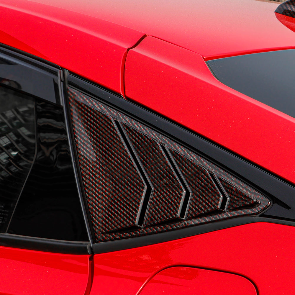 2pcs Gloss Carbon Fiber Rear Side Window Louvers For 11th Civic Type R FL5 2023+