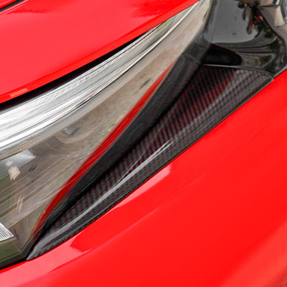 Real Carbon Fiber Front Headlight Eyebrow Cover Trim For 11th Gen Type R FL5