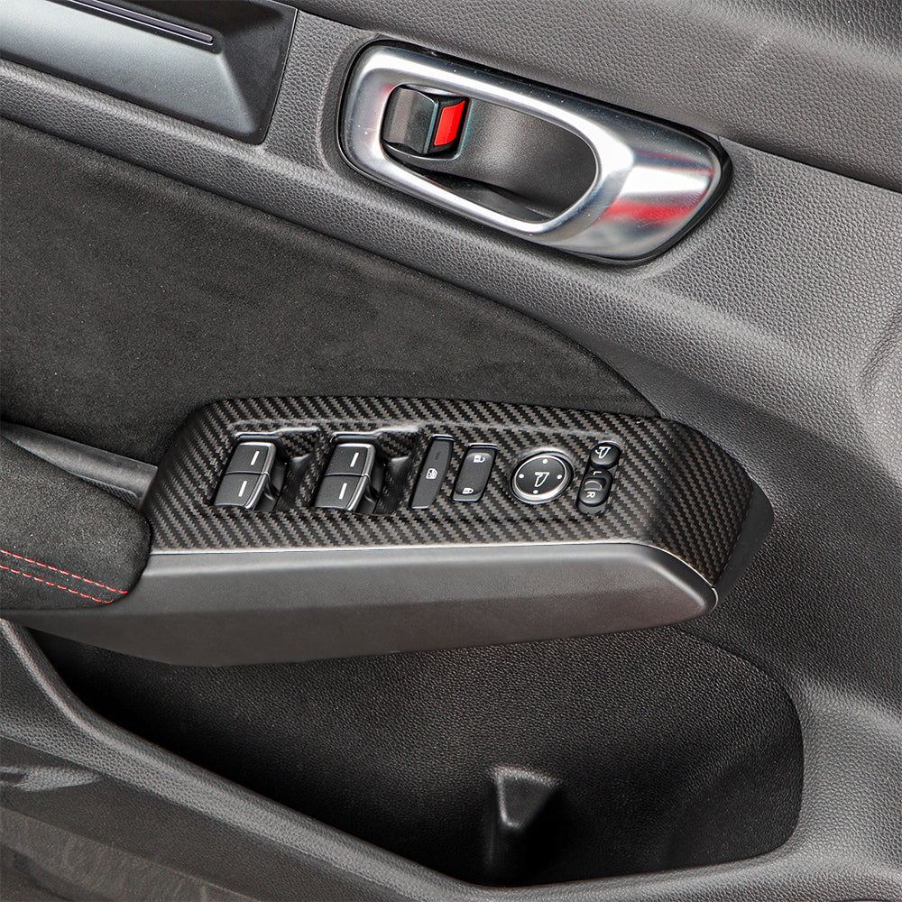 4pcs Real Carbon Fiber Window Lift Button Panel Cover For Honda Civic Type R FL5