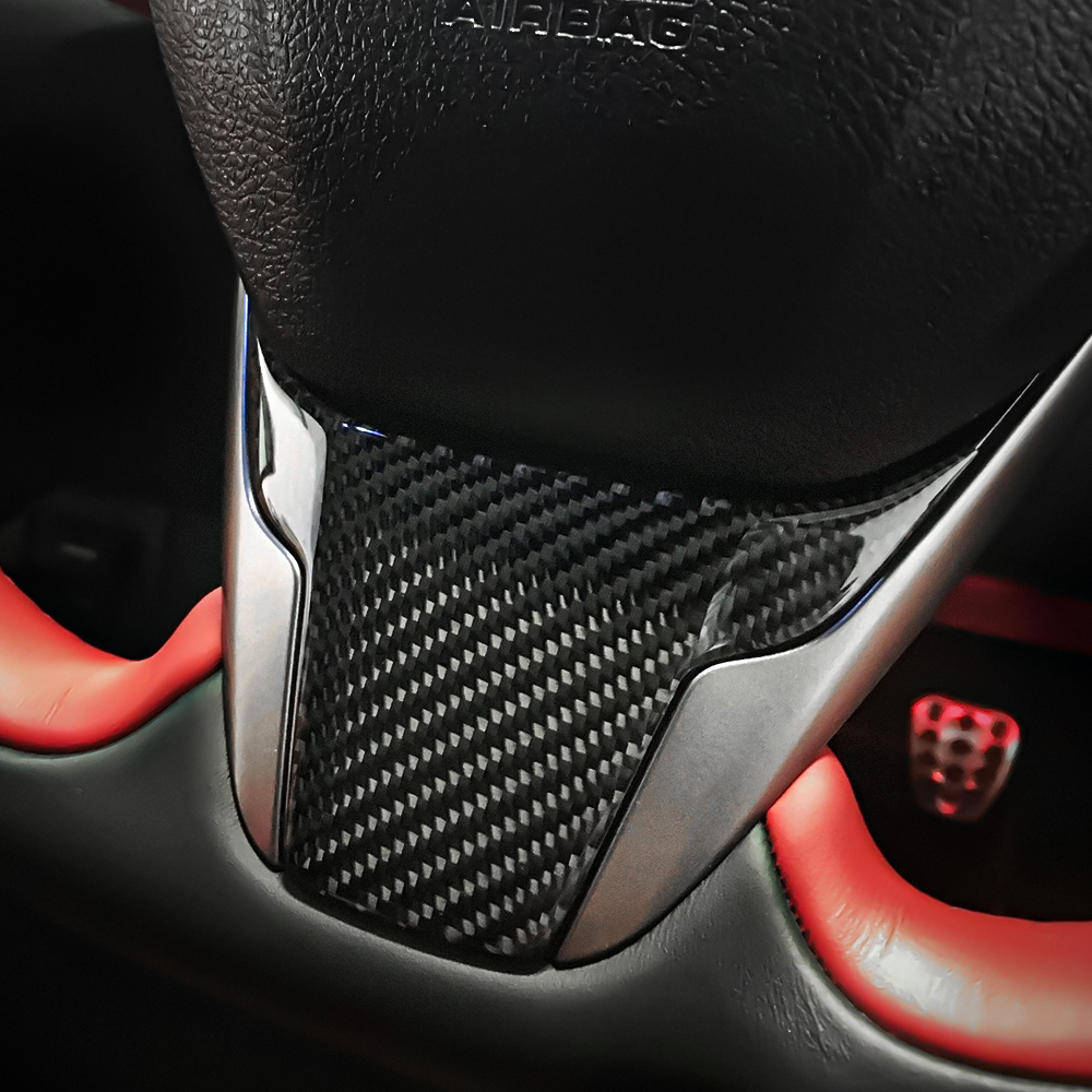 Gloss Carbon Fiber Steering Wheel Panel Trim Cover For Honda Civic Type R FK8