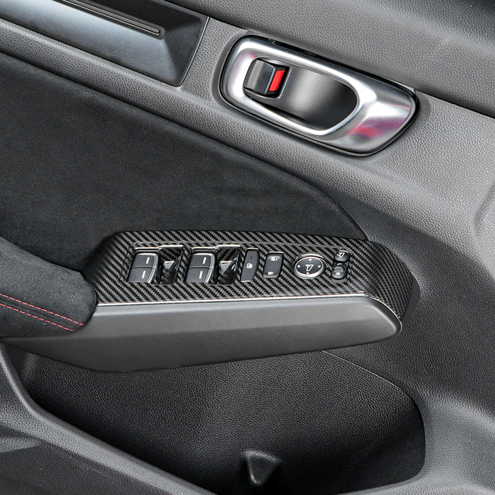 4pcs Real Carbon Fiber Window Lift Button Panel Cover For Honda Civic Type R FL5
