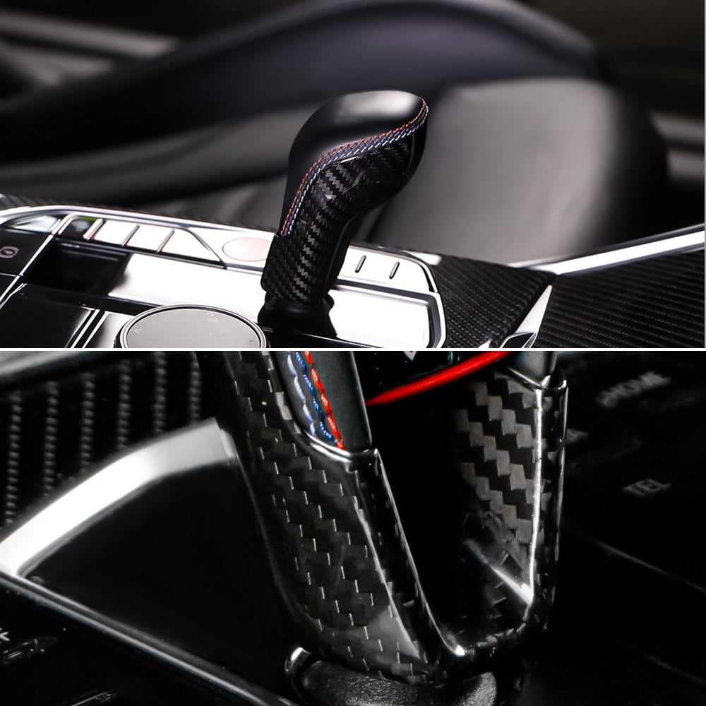 1pcs Dry Carbon Fiber Gear Shift Knob Panel Cover For BMW M2 G87 (2023-2024)