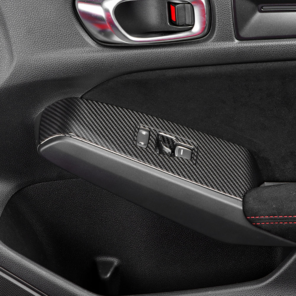 4pcs Real Carbon Fiber Window Lift Button Panel Cover For Honda Civic Type R FL5