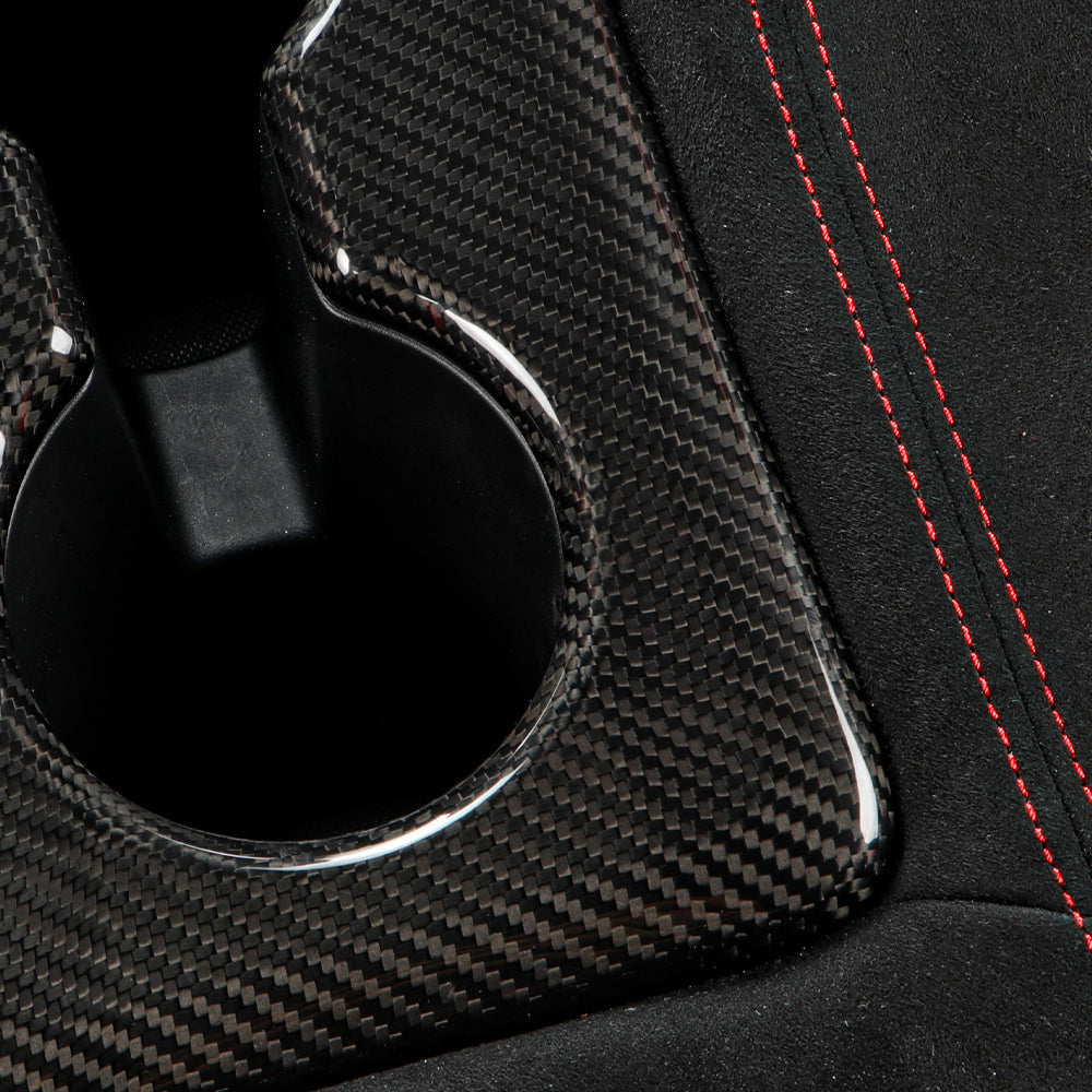 Dry Carbon Fiber Rear Cup Holder Cover for Honda Civic Type R FL5 Black Red