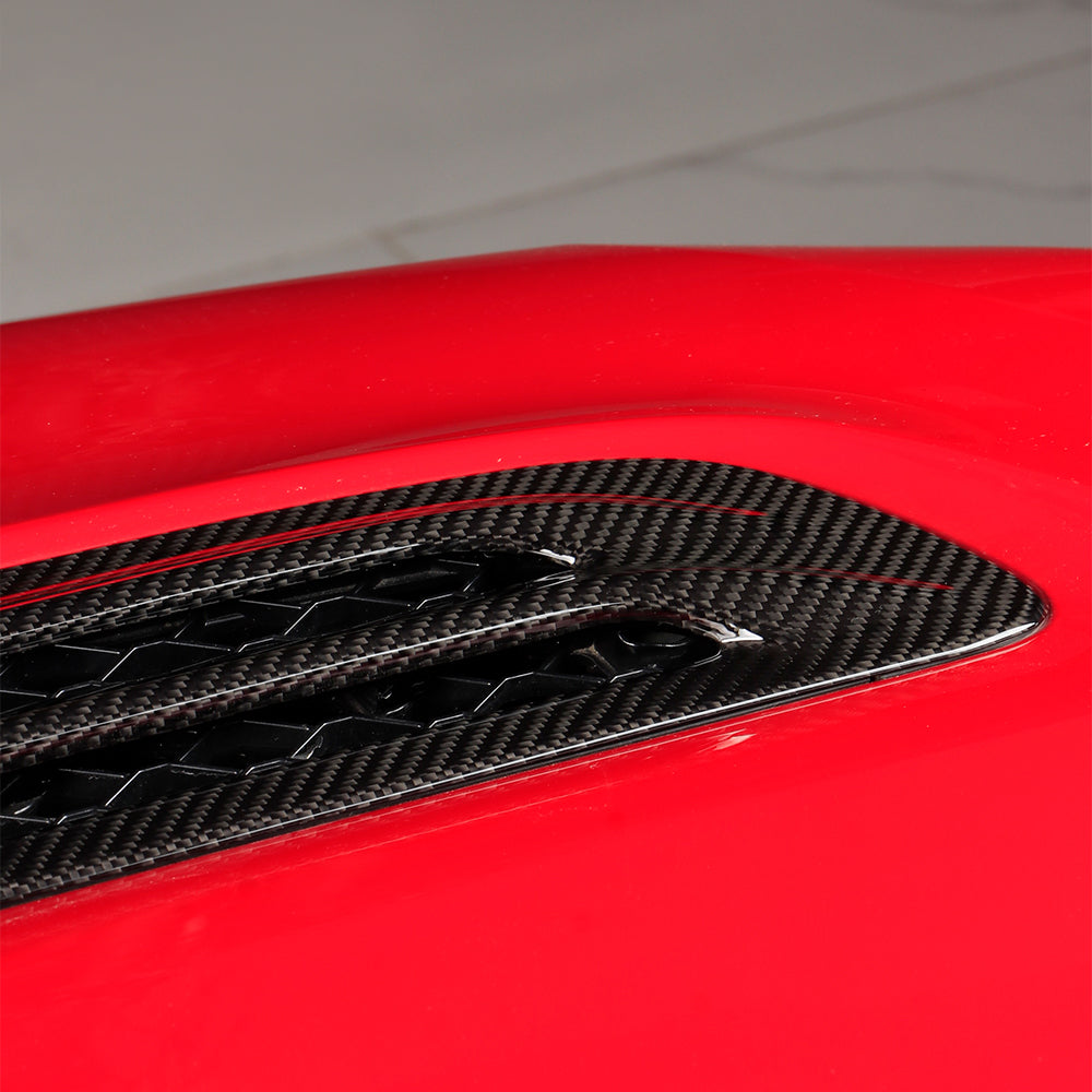 Carbon Fiber Front Hood Air Intake Grille Cover Fit For 11th Gen Civic TypeR FL5 (2023+) Type r Hood Vent Fender Intake Grille Cars Bonnet Air Flow Intake Cover(Bright black)