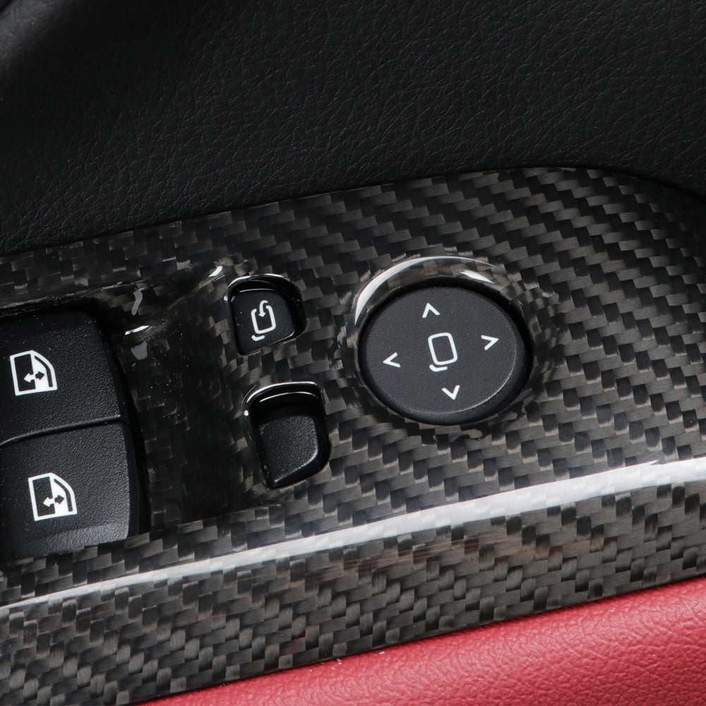 2pcs Real Carbon Fiber Window Lift Switch Panel Trim Fit For Supra MK5 A90(LHD)