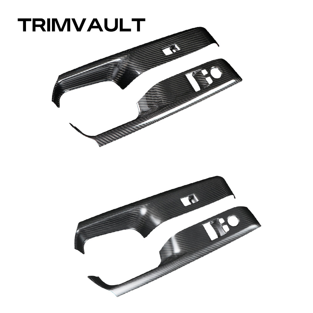 2pcs Real Carbon Fiber Window Lift Switch Panel Trim Fit For Supra MK5 A90(LHD)