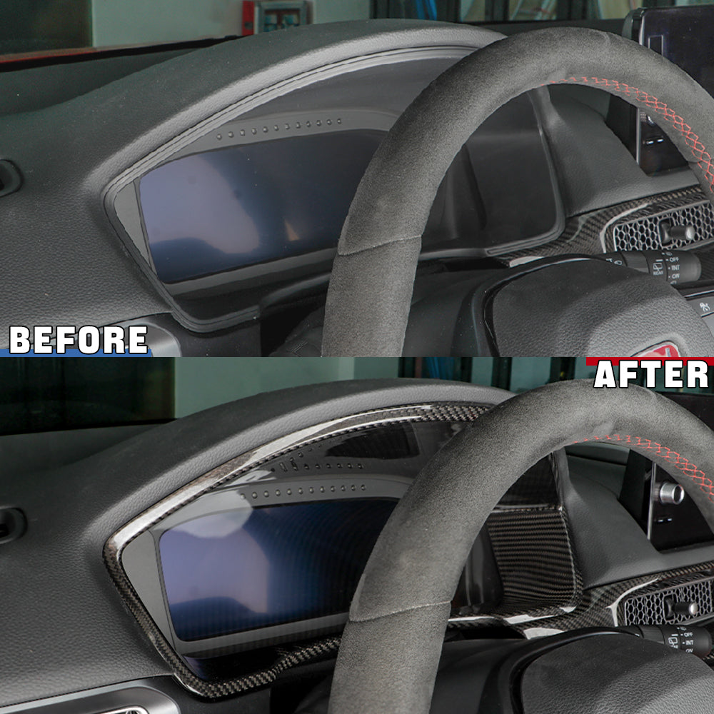 1pcs Gloss Carbon Fiber Instrument Panel Frame Cover Trim For Honda Type R FL5