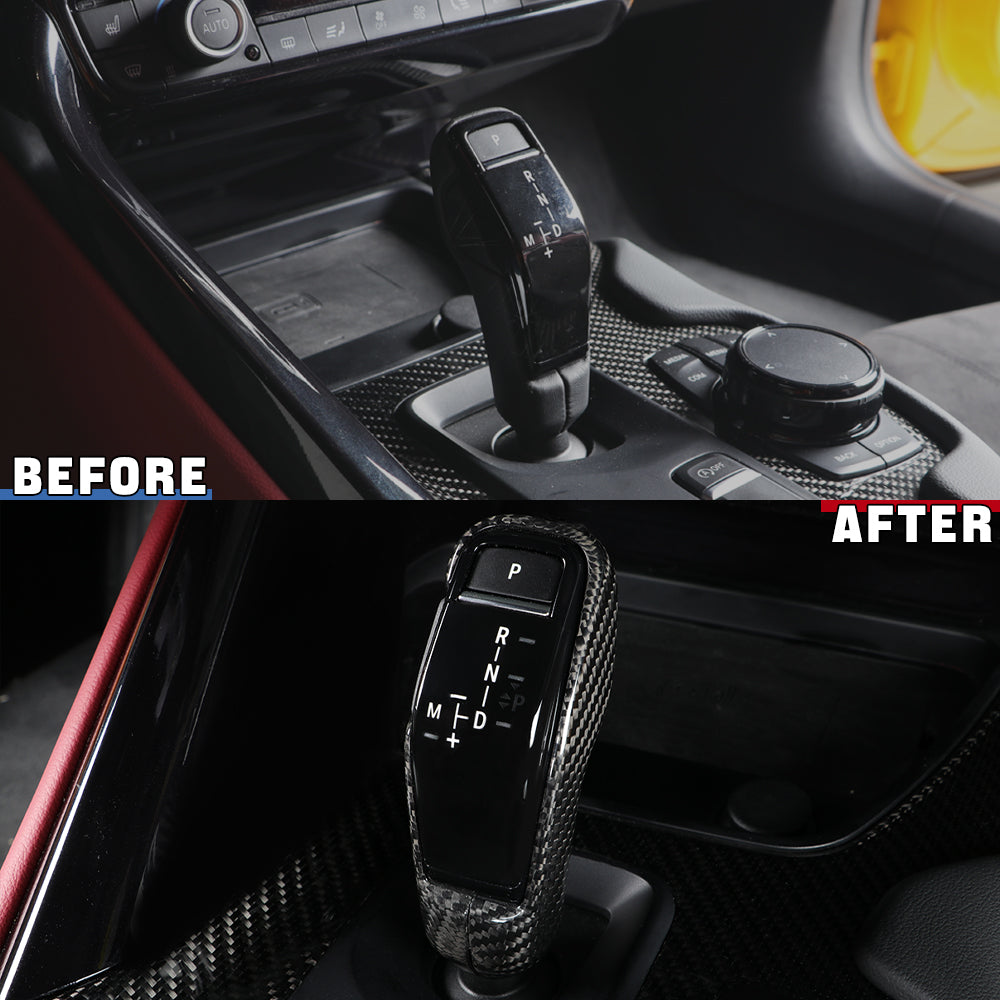 1pcs Real Carbon Fiber Gear Shift Knob Cover Trim Fit For GR Supra MK5 A90 2019+