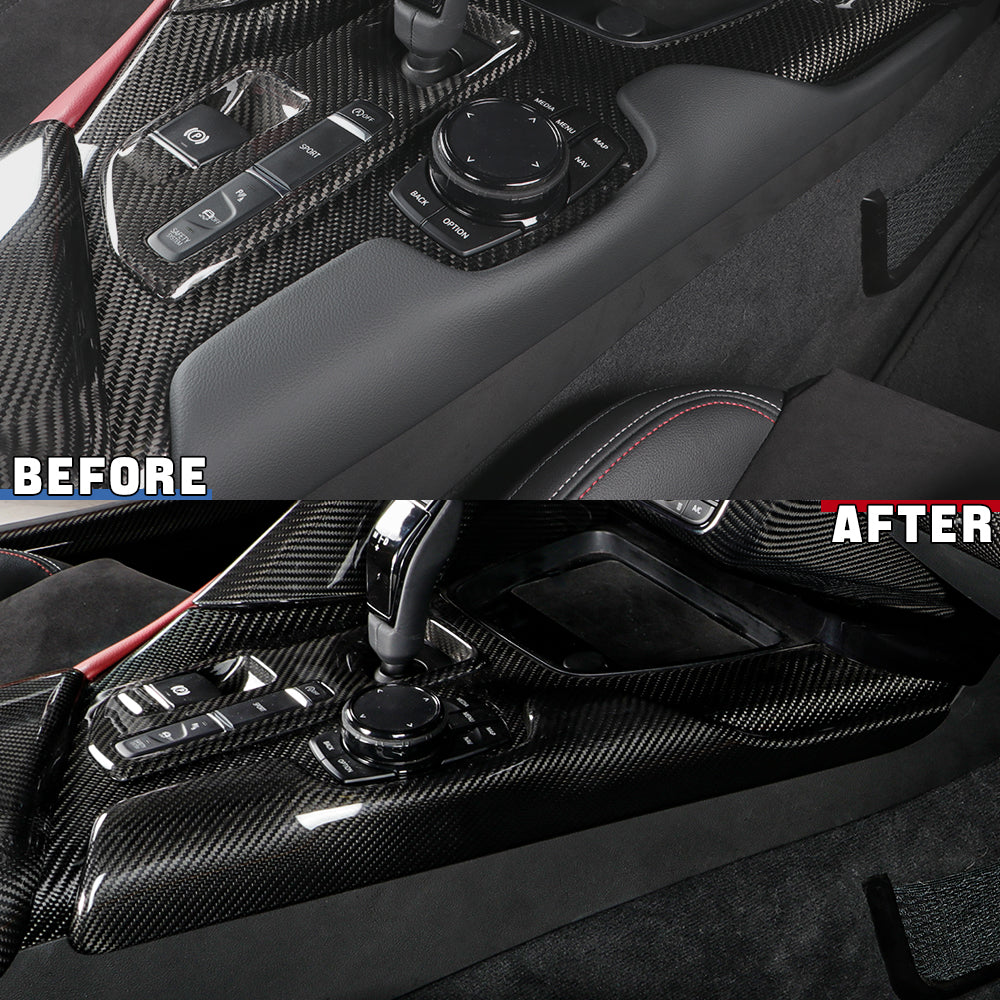 Dry Carbon Fiber Console Gear Shift Frame Side Cover Fit For Supra A90 MK5(LHD)