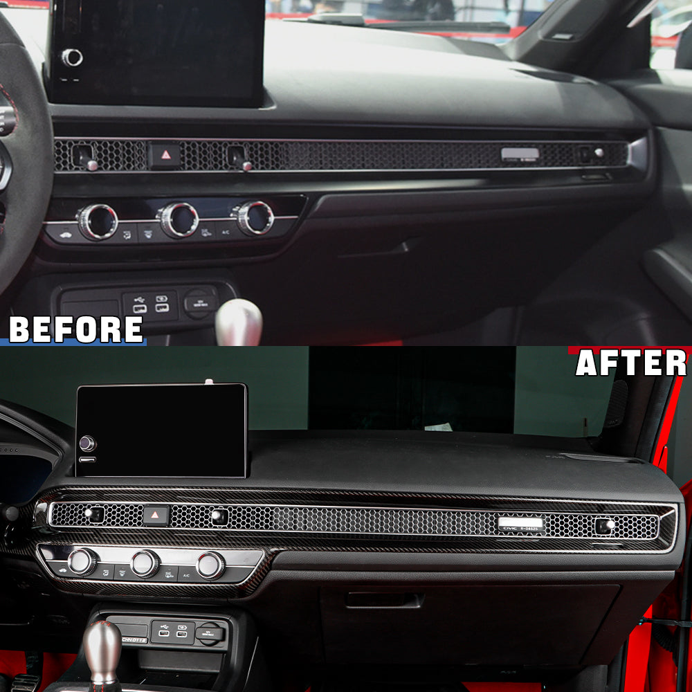 2pcs Gloss Carbon Fiber Dashboard Panel Trim Cover For Civic Type R FL5 (LHD)