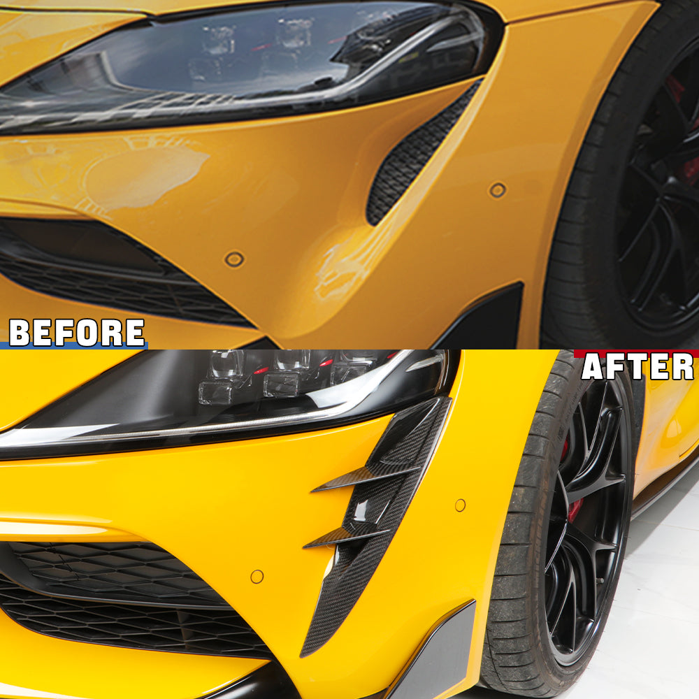 2pcs Carbon Fiber Front Fog Light Cover Front Bumper Spoiler for Supra A90 MK5