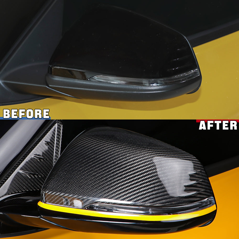 2pcs Dry Carbon Fiber Side Rearview Mirror Cover Caps For GR Supra MK5 A90 2019+