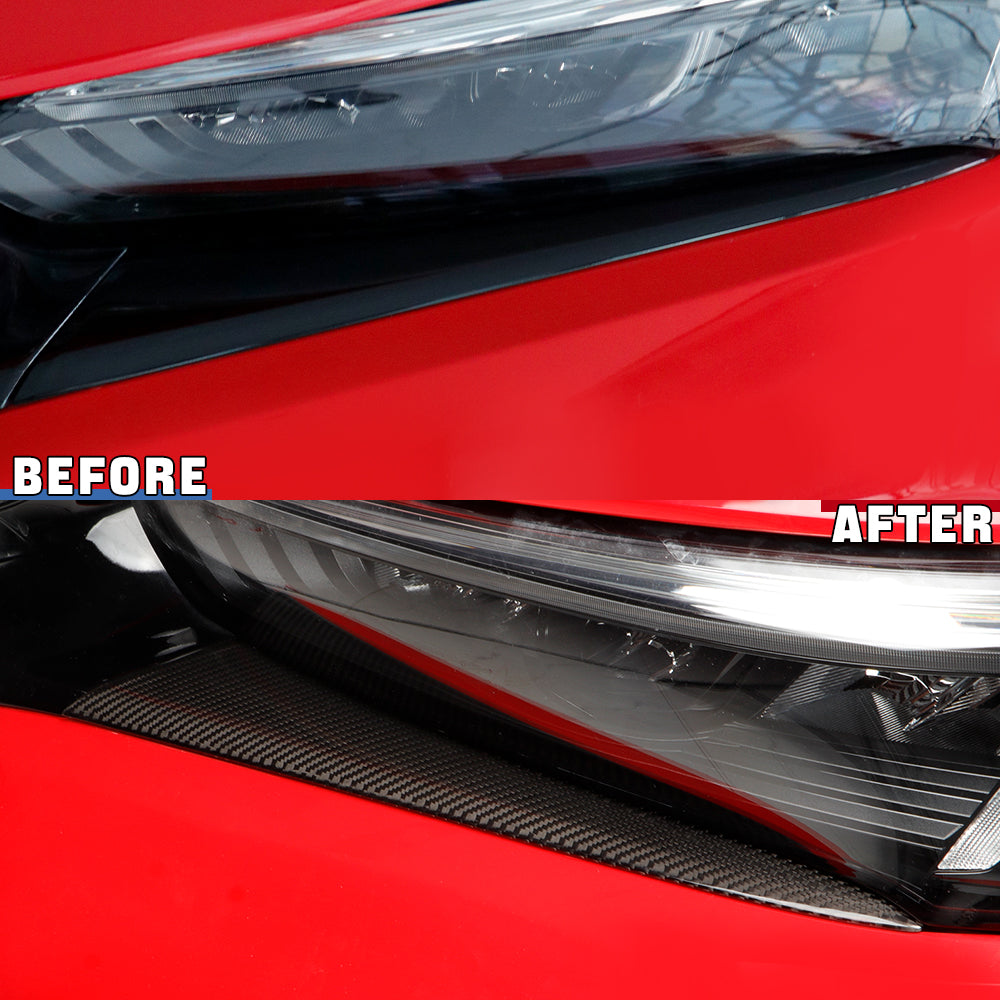 Real Carbon Fiber Front Headlight Eyebrow Cover Trim For 11th Gen Type R FL5