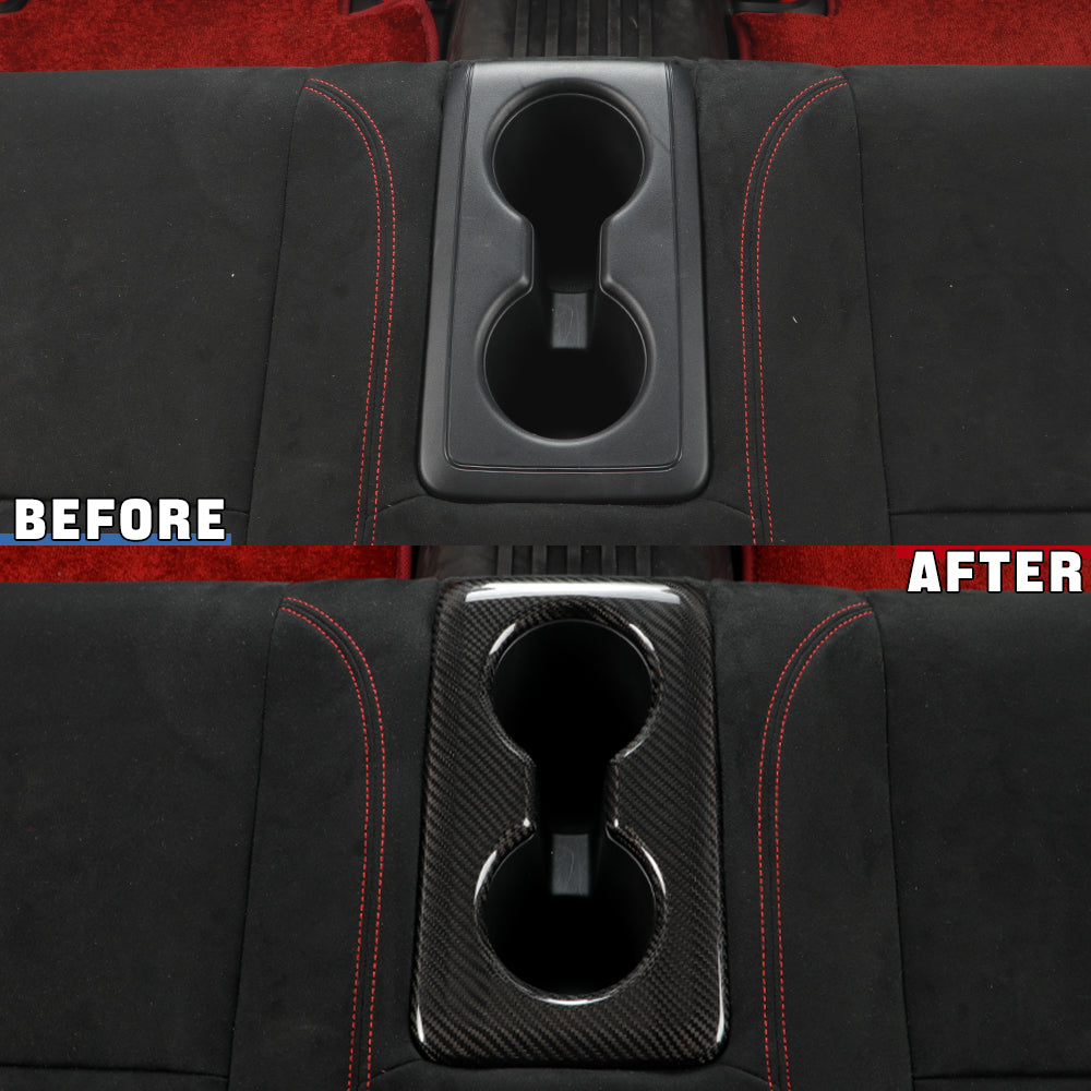 Dry Carbon Fiber Rear Cup Holder Cover for Honda Civic Type R FL5 Black Red