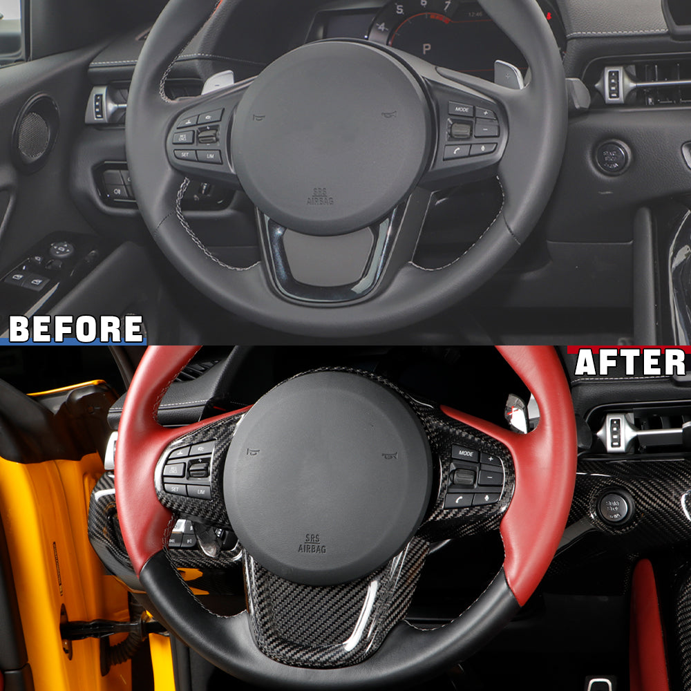 1pcs Dry Carbon Fiber Steering Wheel Panel Cover For GR Supra MK5 A90 2019+