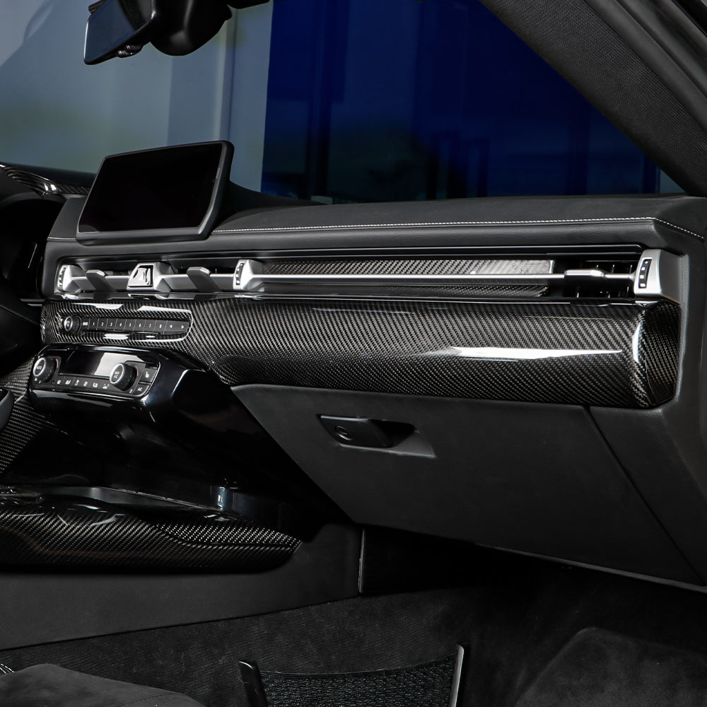 Dry Carbon Fiber Dashboard Cover Trim Passenger Side Fit For Supra A90 MK5(LHD)