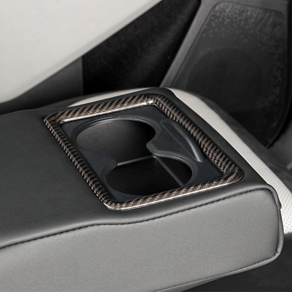 Real Carbon Fiber Rear Cup Holder Frame Cover Trim For Kia EV6 GT GT Line(2021+)