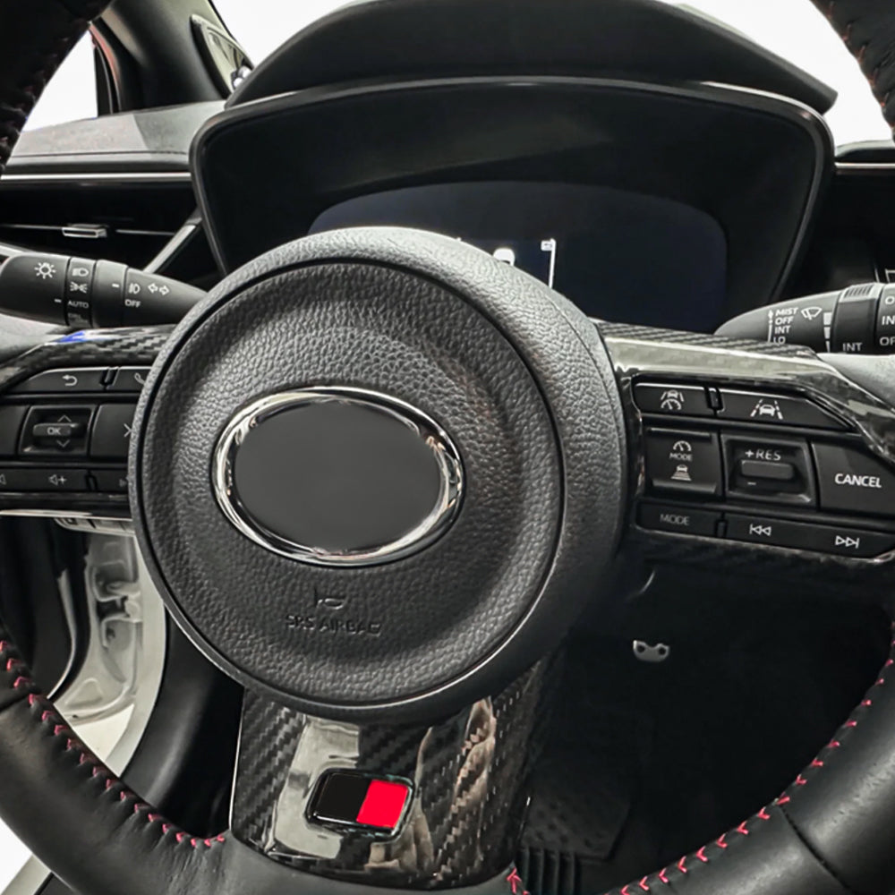 3pcs GLoss Carbon Fiber Steering Wheel Panel Cover Fit For Toyota GR Yaris 2021+