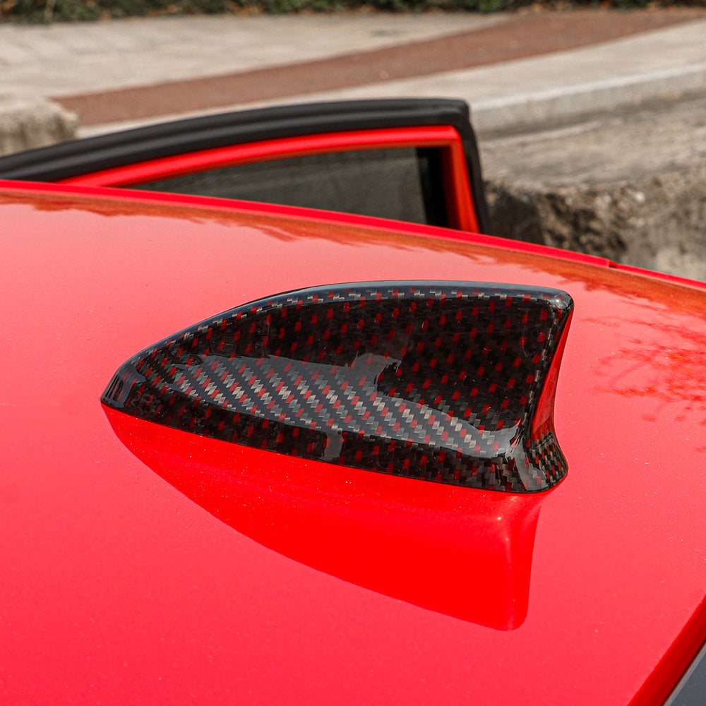 Carbon Fiber Car Roof Shark Fin Antenna Base Cover Trim for 11th Gen Civic Hatchback Type r FL5 Typer Roof Aerial Radio Signal Base Exterior Accessories (Bright Black)