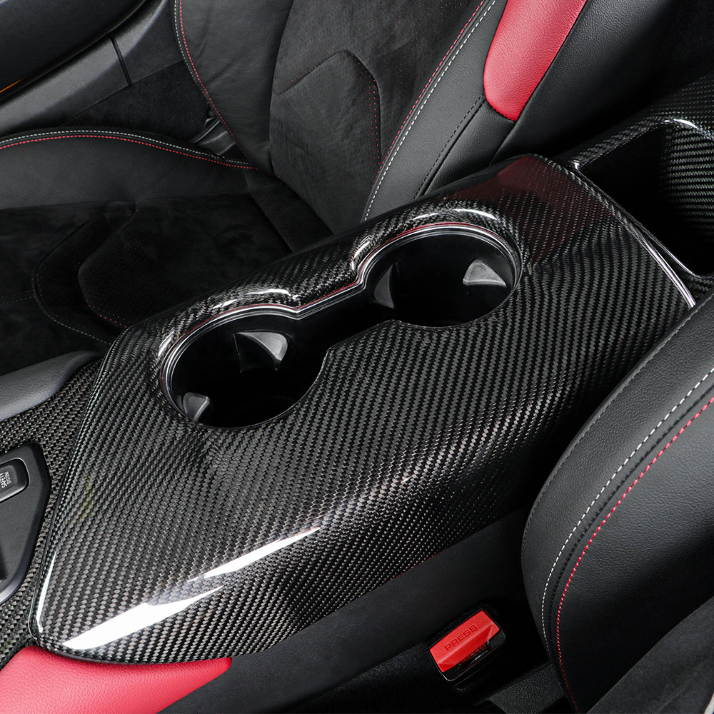 Real Carbon Fiber Central Control Armrest Box Cover Stickers for Toyota GR Supra A90 Central Control Armrest Box Storage Cover Car Interior Accessories (Style-1 for Left Drive)