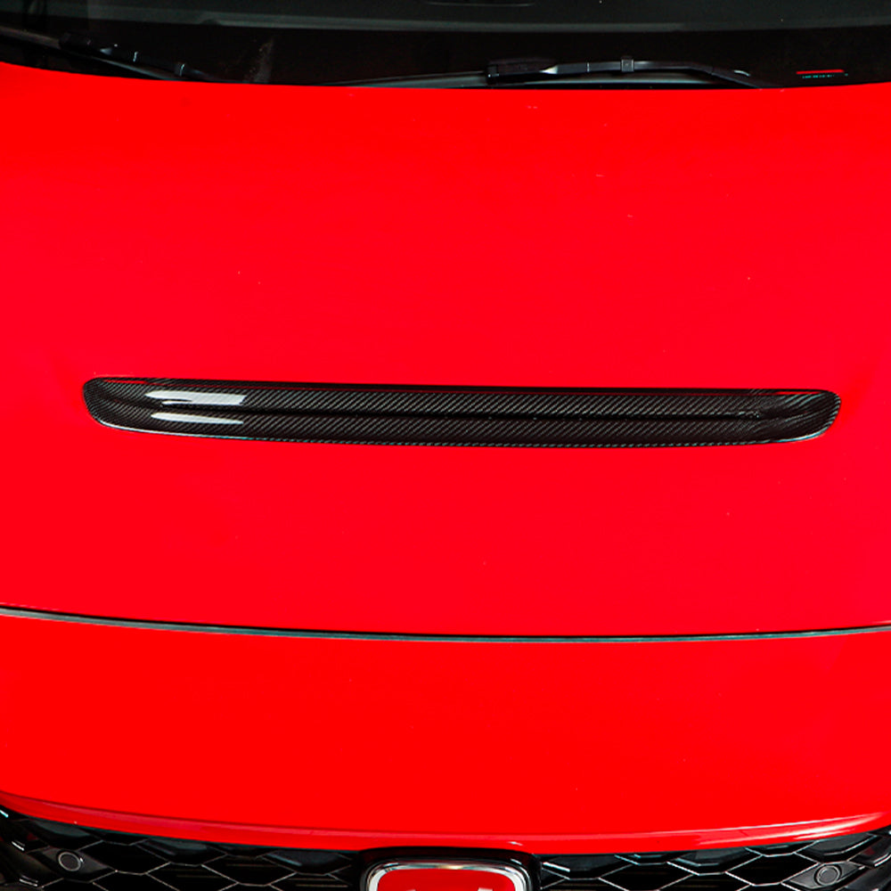 Gloss Carbon Fiber Hood Vent Scoop Cover Replacement For 11th Civic Type R FL5